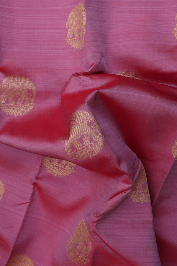 Kanchipuram Silk Saree In Pink With Elephant Motifs