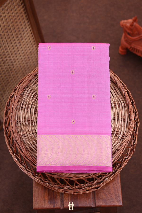 Kanchipuram Silk Saree In Pink With Floral Buttis