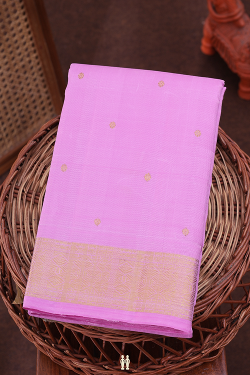 Kanchipuram Silk Saree In Pink With Floral Buttis