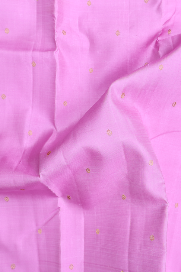 Kanchipuram Silk Saree In Pink With Floral Buttis