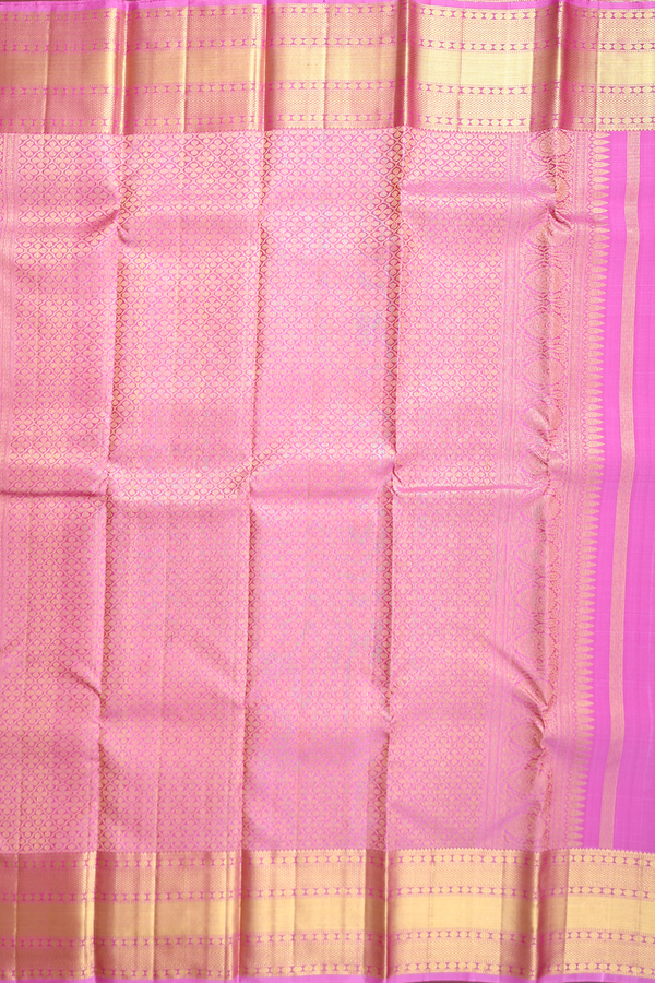 Kanchipuram Silk Saree In Pink With Floral Design