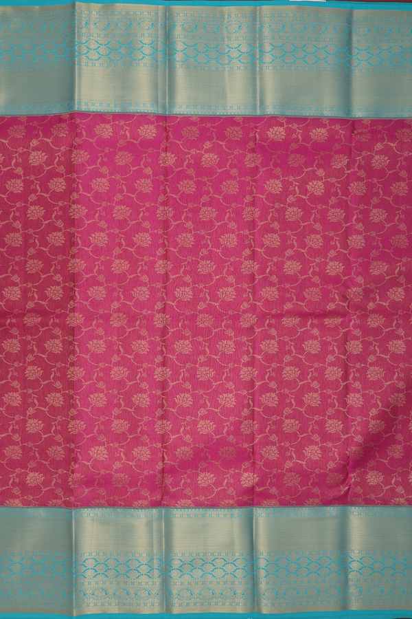 Kanchipuram Silk Saree In Pink With Floral Design