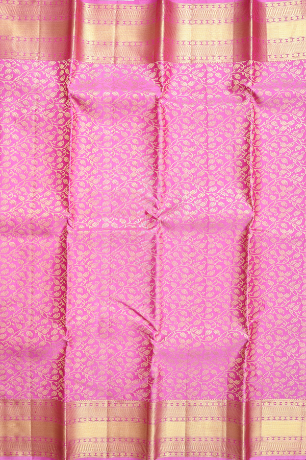 Kanchipuram Silk Saree In Pink With Floral Design