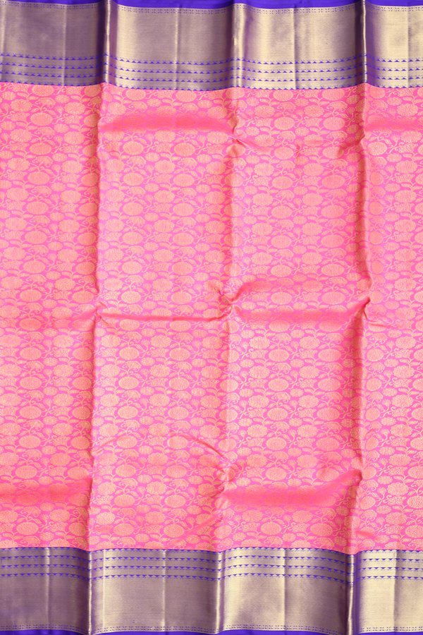 Kanchipuram Silk Saree In Pink With Floral Design