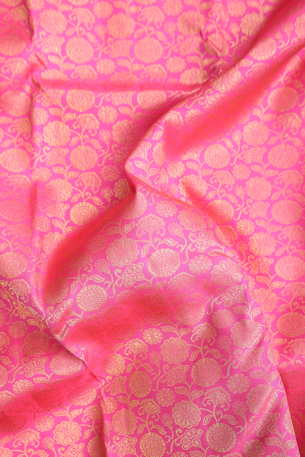 Kanchipuram Silk Saree In Pink With Floral Design