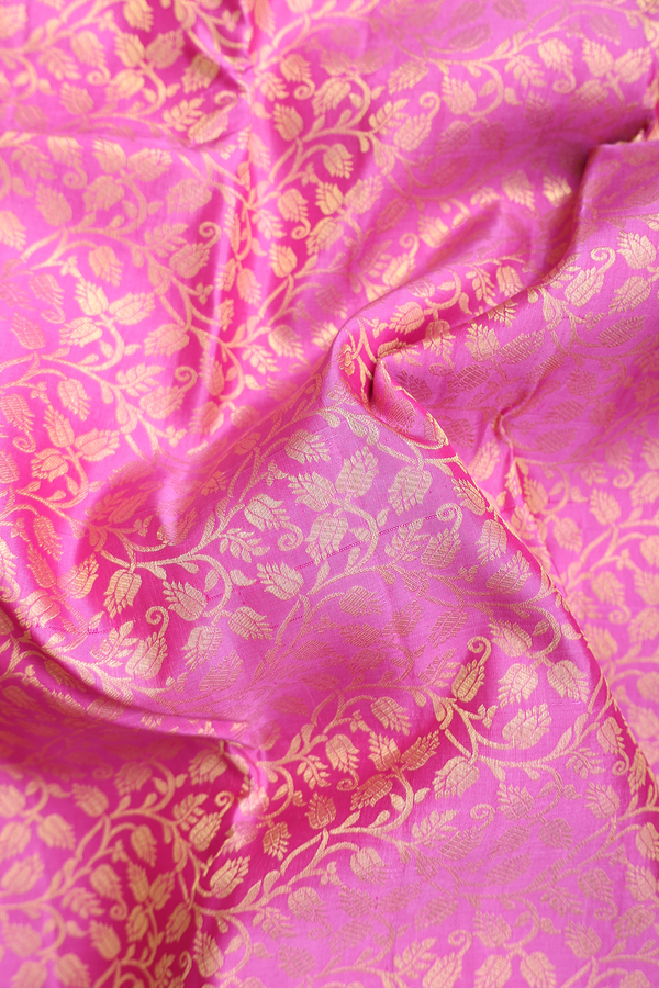 Kanchipuram Silk Saree In Pink With Floral Design