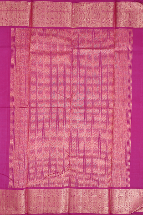 Kanchipuram Silk Saree In Pink With Floral Threadwork Design