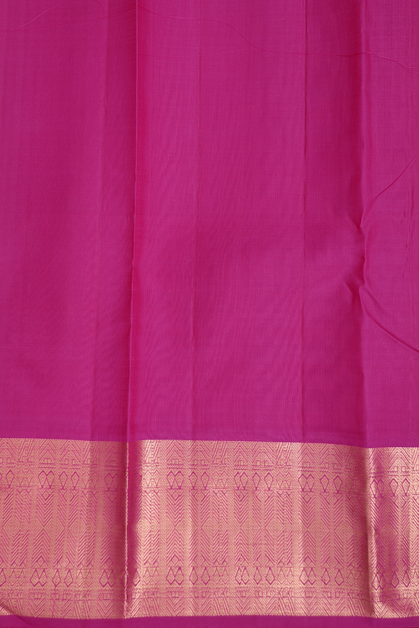 Kanchipuram Silk Saree In Pink With Floral Threadwork Design