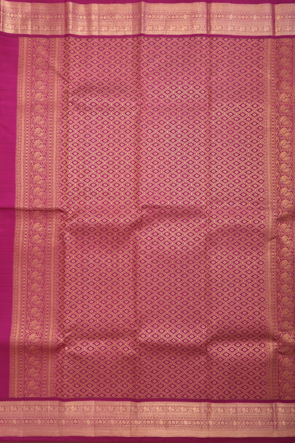 Kanchipuram Silk Saree In Pink With Iruthalai Pakshi Buttas