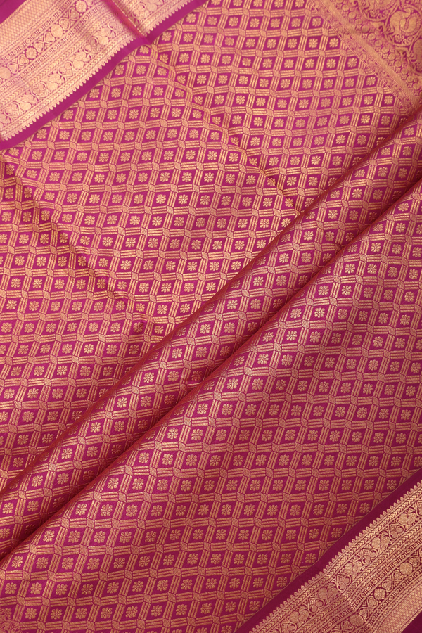 Kanchipuram Silk Saree In Pink With Iruthalai Pakshi Buttas