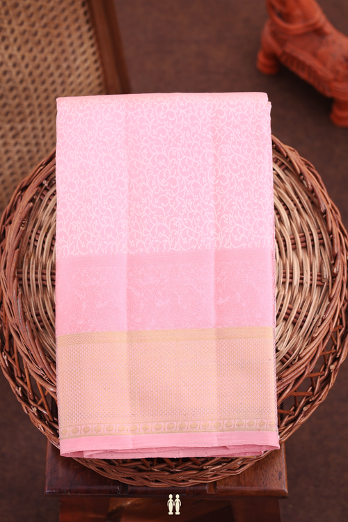 Kanchipuram Silk Saree In Pink With Jacquard Pattern