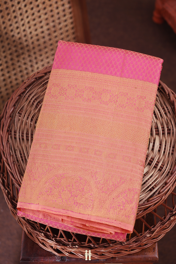Kanchipuram Silk Saree In Pink With Jacquard Pattern