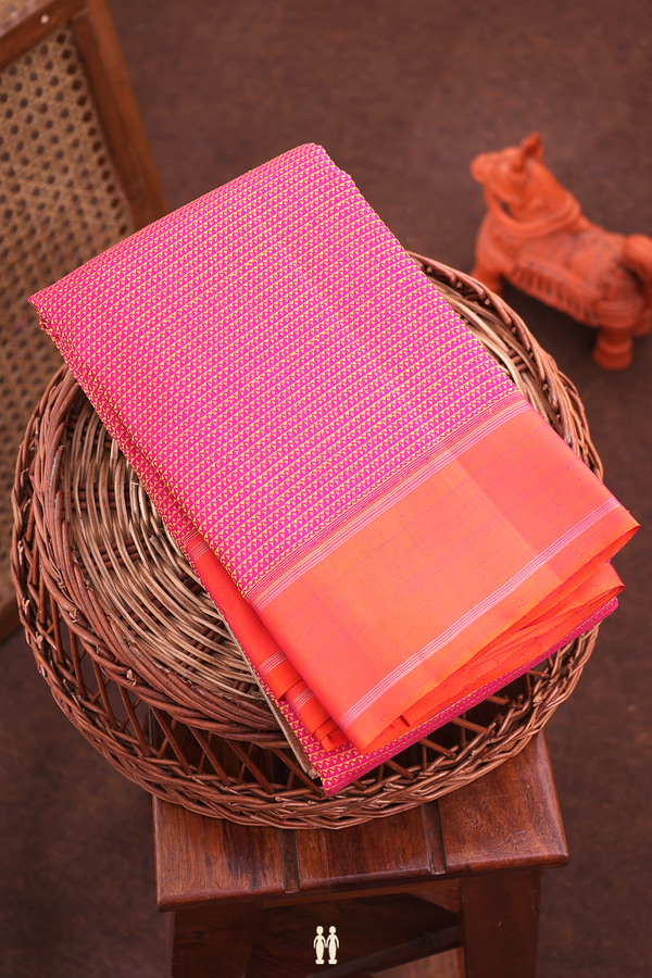 Kanchipuram Silk Saree In Pink With Jacquard Pattern