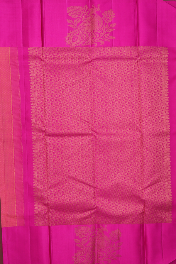 Kanchipuram Silk Saree In Pink With Jacquard Pattern