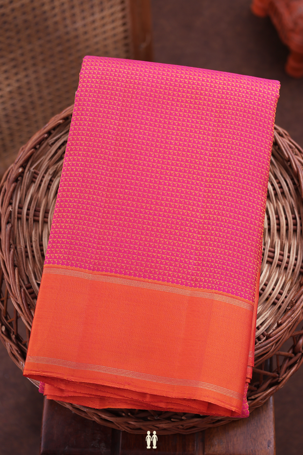 Kanchipuram Silk Saree In Pink With Jacquard Pattern
