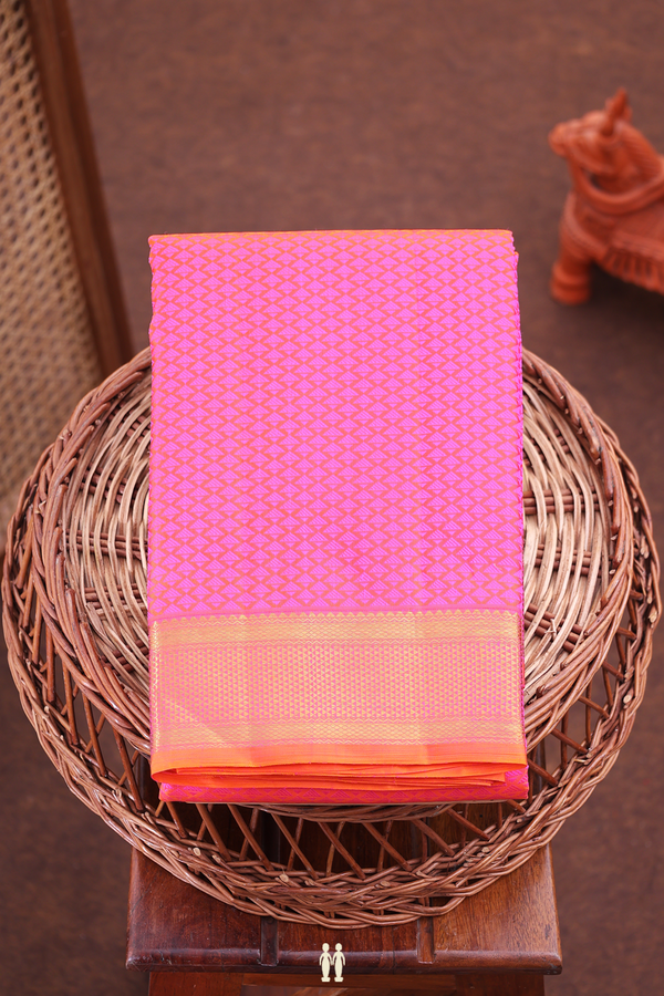 Kanchipuram Silk Saree In Pink With Jacquard Pattern