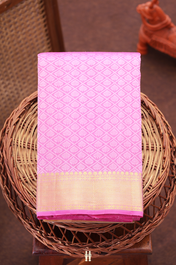 Kanchipuram Silk Saree In Pink With Jacquard Pattern