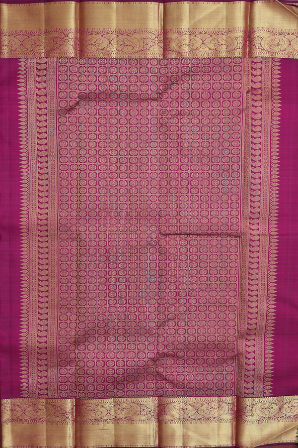 Kanchipuram Silk Saree In Pink With Jacquard Pattern