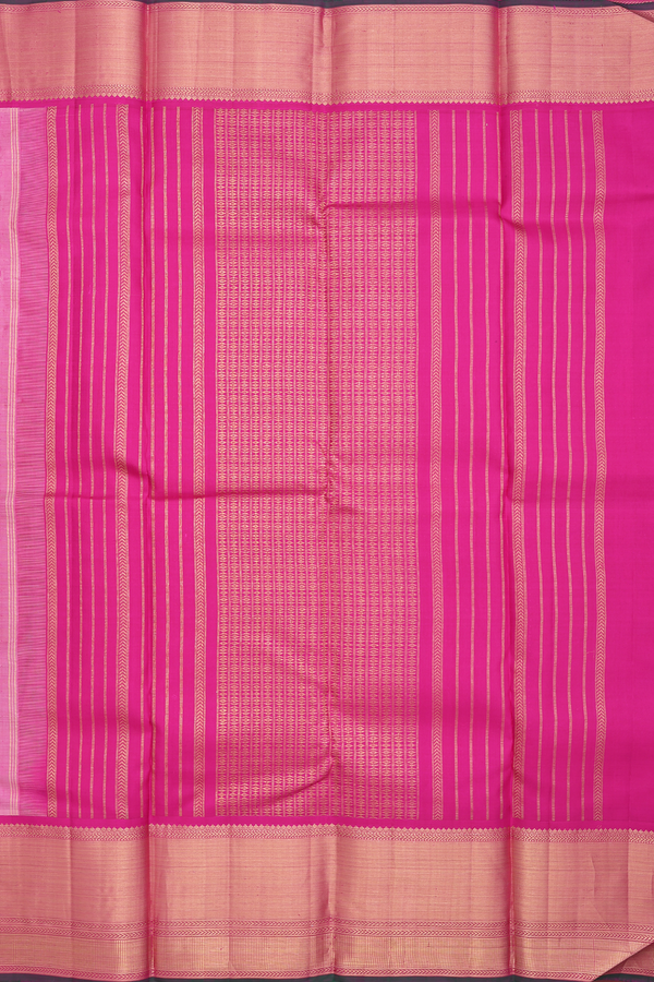 Kanchipuram Silk Saree In Pink With Jacquard Pattern