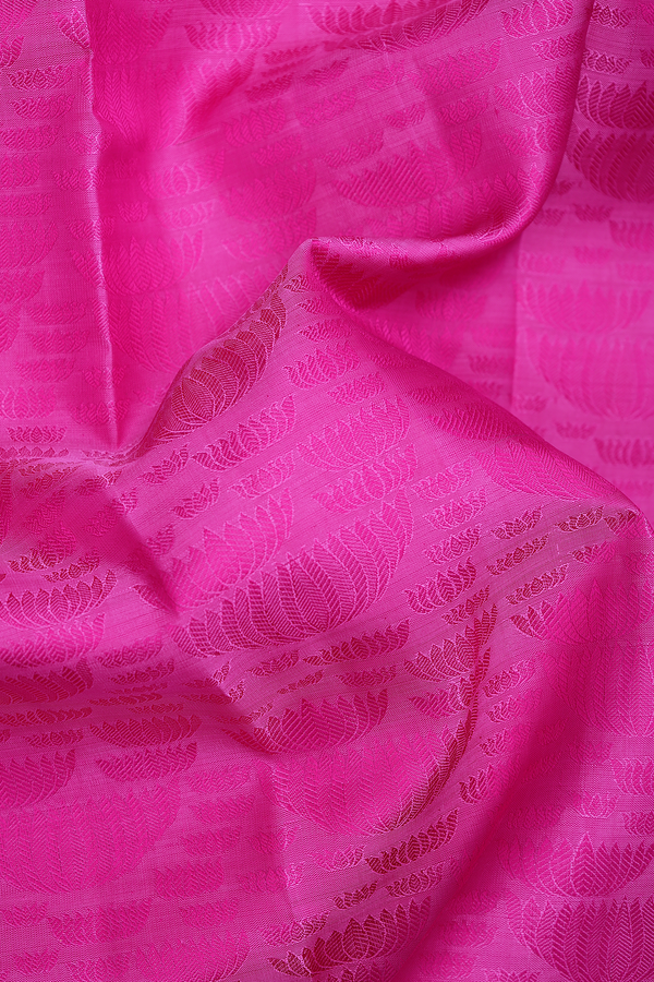 Kanchipuram Silk Saree In Pink With Jacquard Pattern