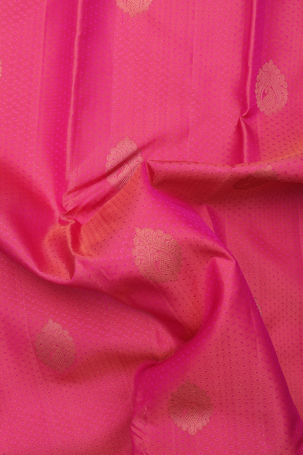 Kanchipuram Silk Saree In Pink With Jacquard Pattern