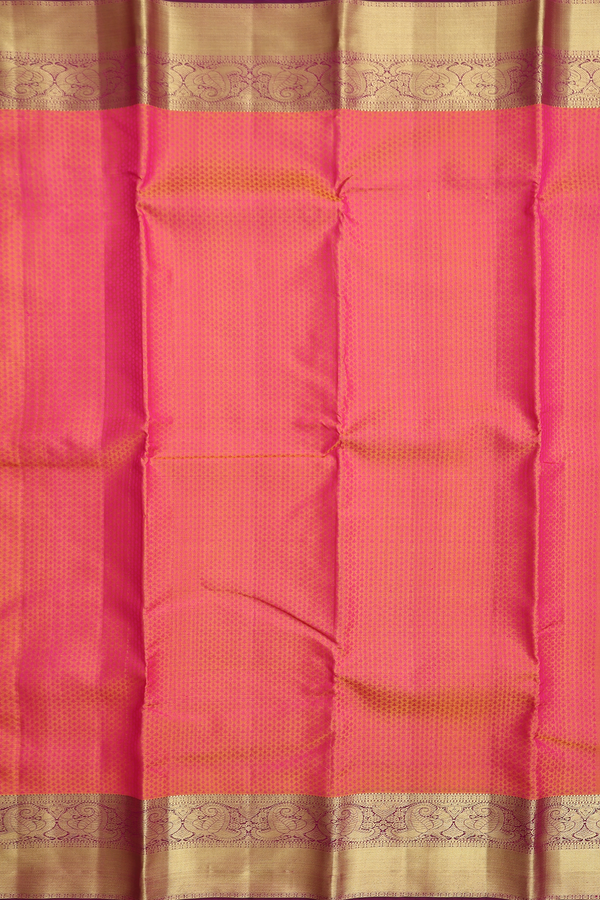 Kanchipuram Silk Saree In Pink With Jacquard Pattern