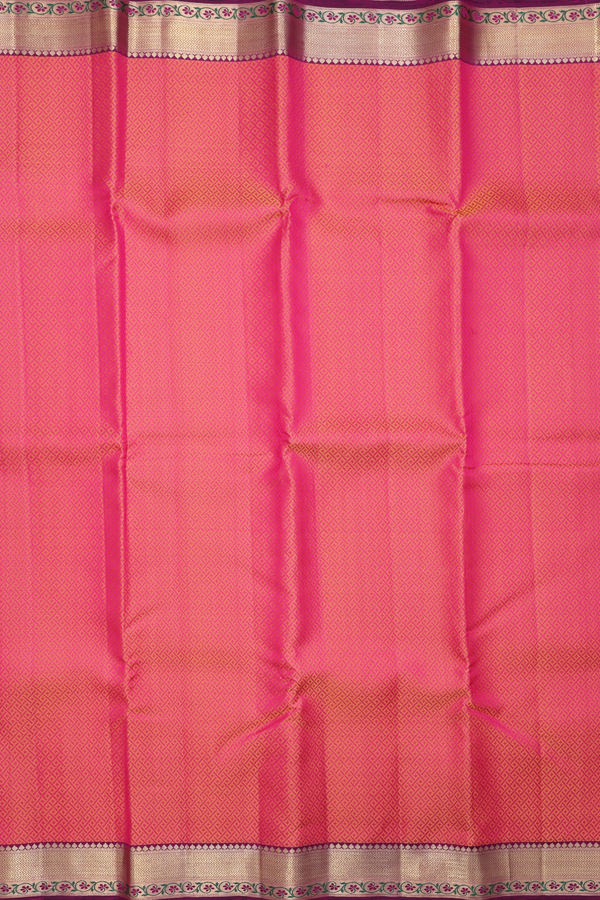 Kanchipuram Silk Saree In Pink With Jacquard Pattern