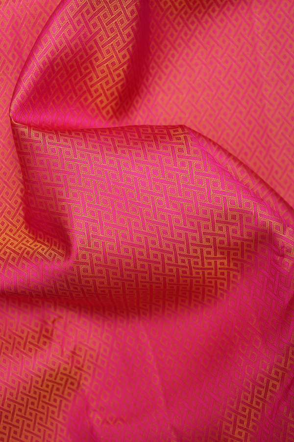 Kanchipuram Silk Saree In Pink With Jacquard Pattern