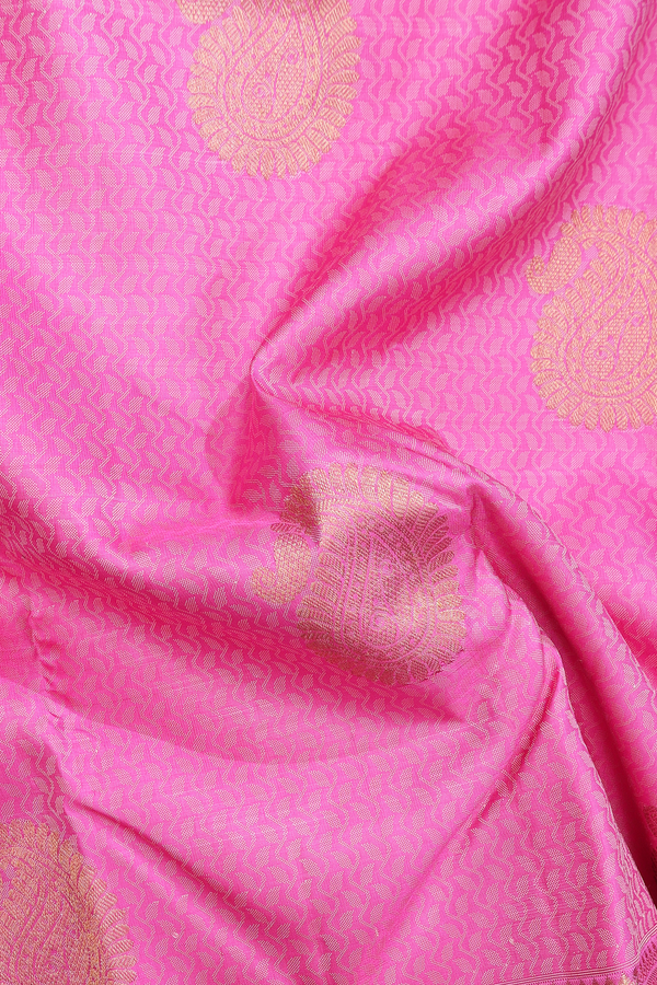 Kanchipuram Silk Saree In Pink With Jacquard Pattern