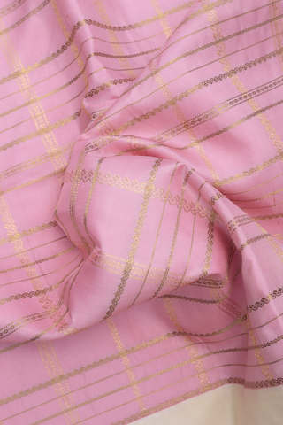 Kanchipuram Silk Saree In Pink With Kalamkari Border