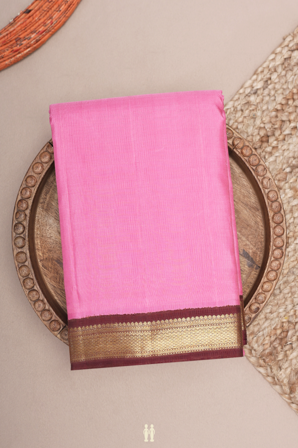Kanchipuram Silk Saree In Pink With Korvai Border