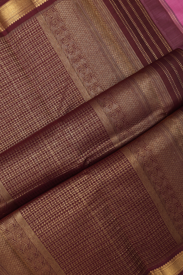Kanchipuram Silk Saree In Pink With Korvai Border