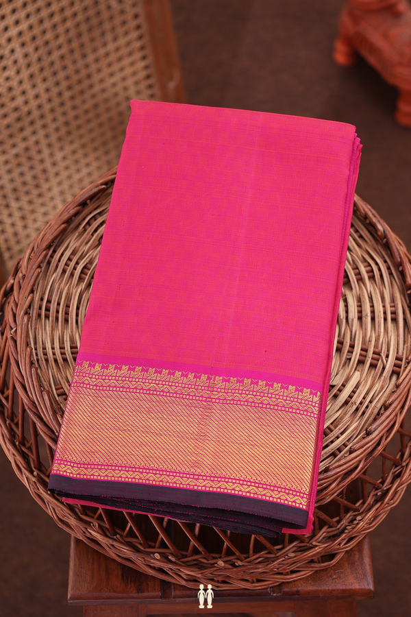 Kanchipuram Silk Saree In Pink With Paai Madippu Kattai