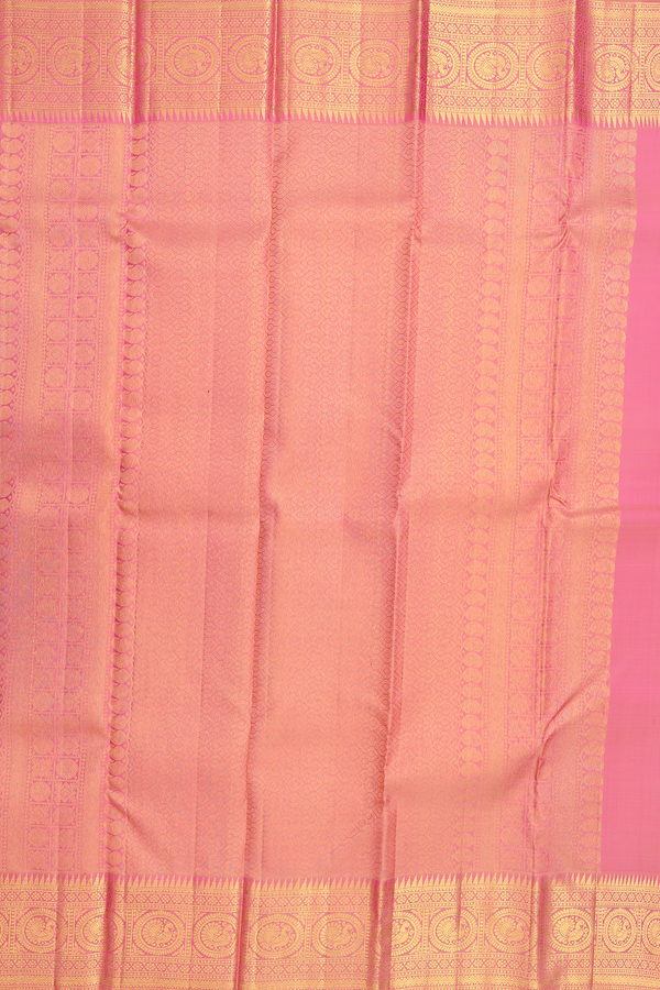 Kanchipuram Silk Saree In Pink With Paisley Design