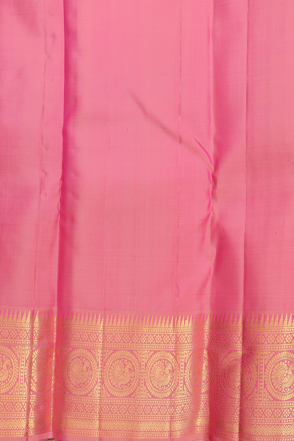 Kanchipuram Silk Saree In Pink With Paisley Design