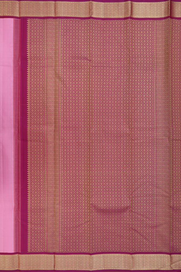 Kanchipuram Silk Saree In Pink With Peacock Buttas