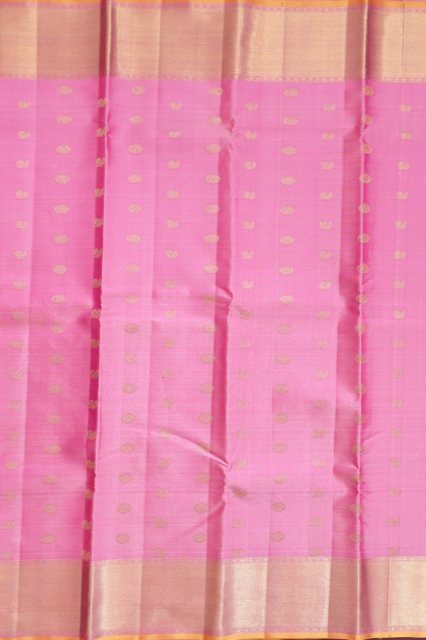 Kanchipuram Silk Saree In Pink With Peacock Buttas