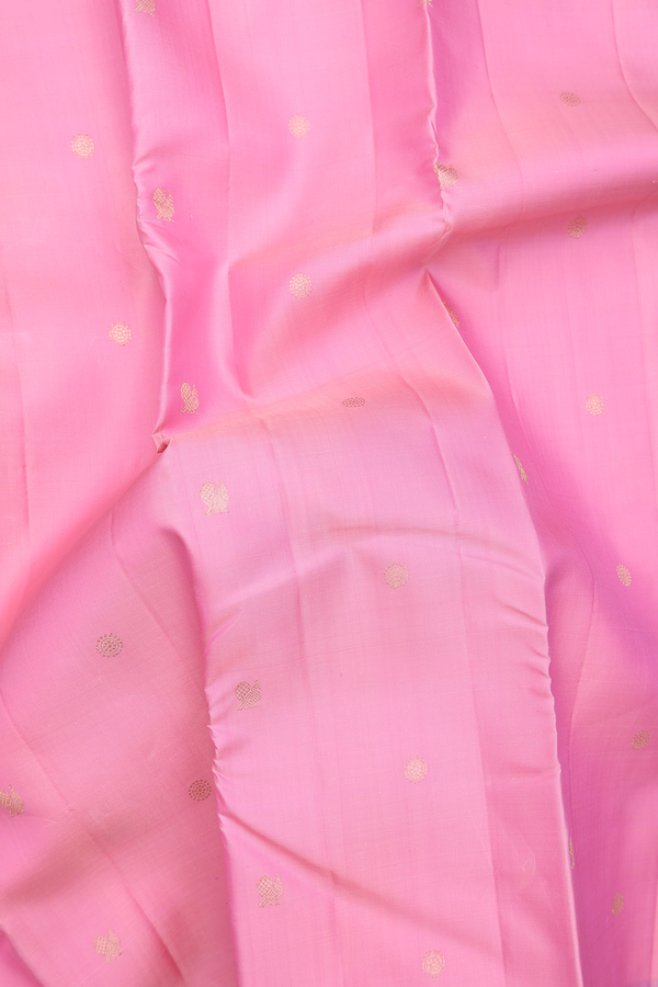 Kanchipuram Silk Saree In Pink With Peacock Buttas