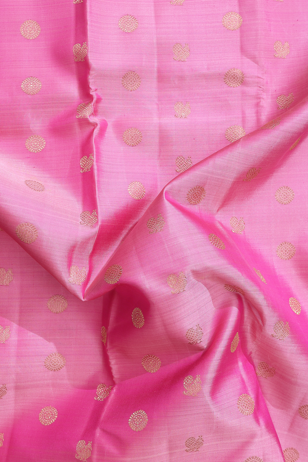 Kanchipuram Silk Saree In Pink With Peacock Buttas