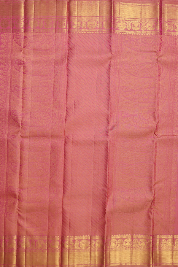 Kanchipuram Silk Saree In Pink With Peacock Design