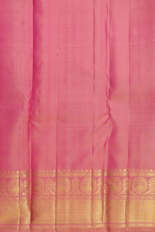 Kanchipuram Silk Saree In Pink With Peacock Design
