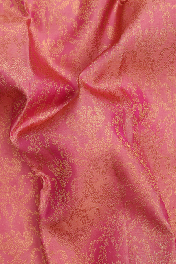 Kanchipuram Silk Saree In Pink With Peacock Design