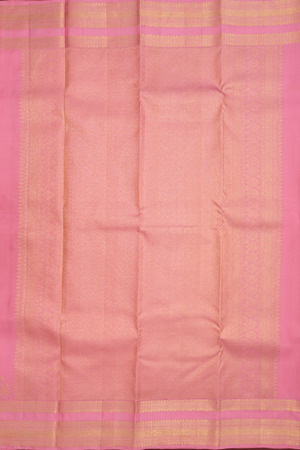 Kanchipuram Silk Saree In Pink With Peacock Floral Buttas