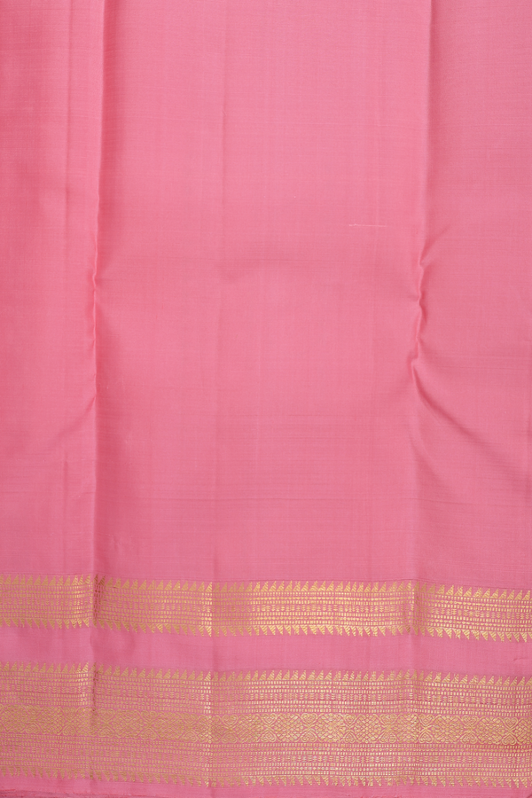 Kanchipuram Silk Saree In Pink With Peacock Floral Buttas
