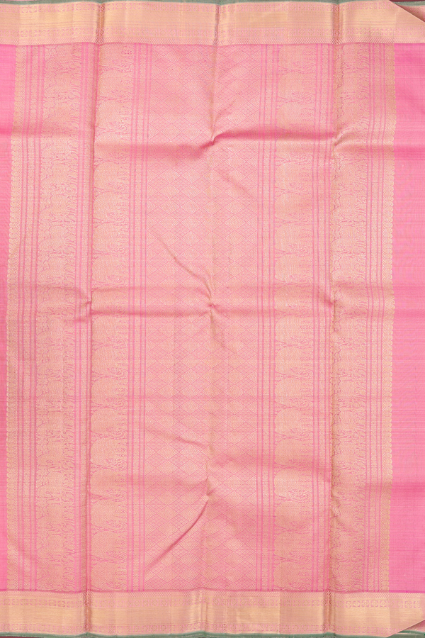 Kanchipuram Silk Saree In Pink With Polka Buttas