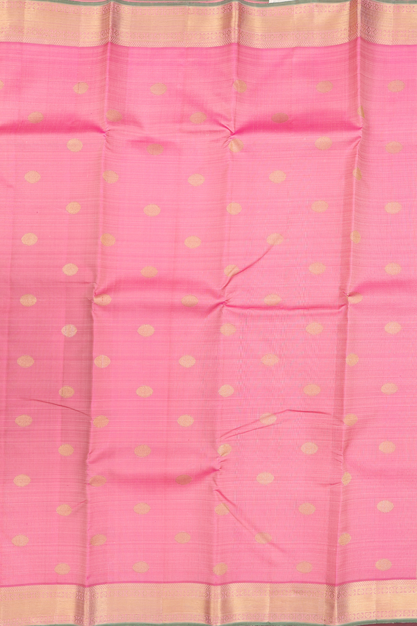 Kanchipuram Silk Saree In Pink With Polka Buttas