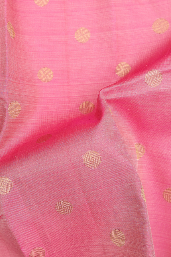 Kanchipuram Silk Saree In Pink With Polka Buttas