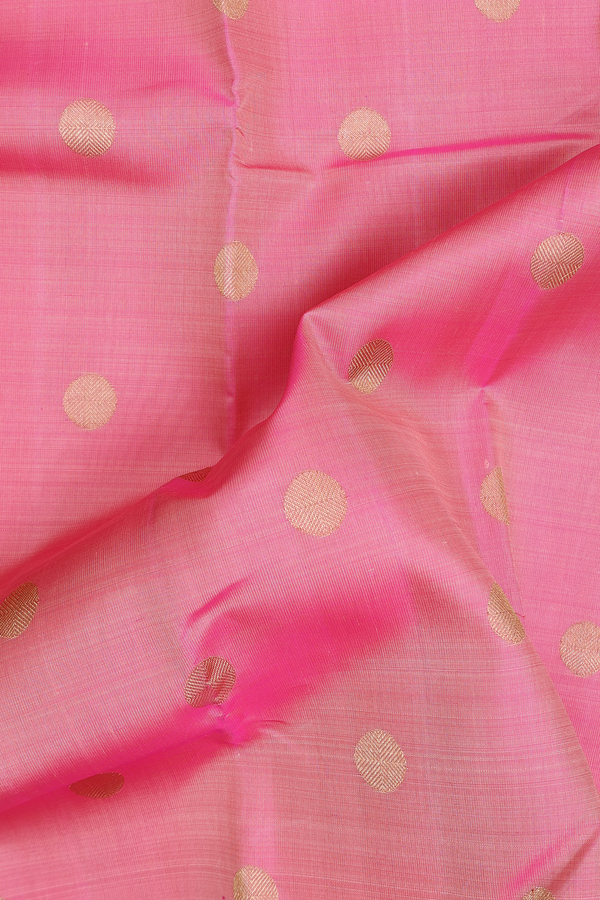 Kanchipuram Silk Saree In Pink With Rudraksh Buttas