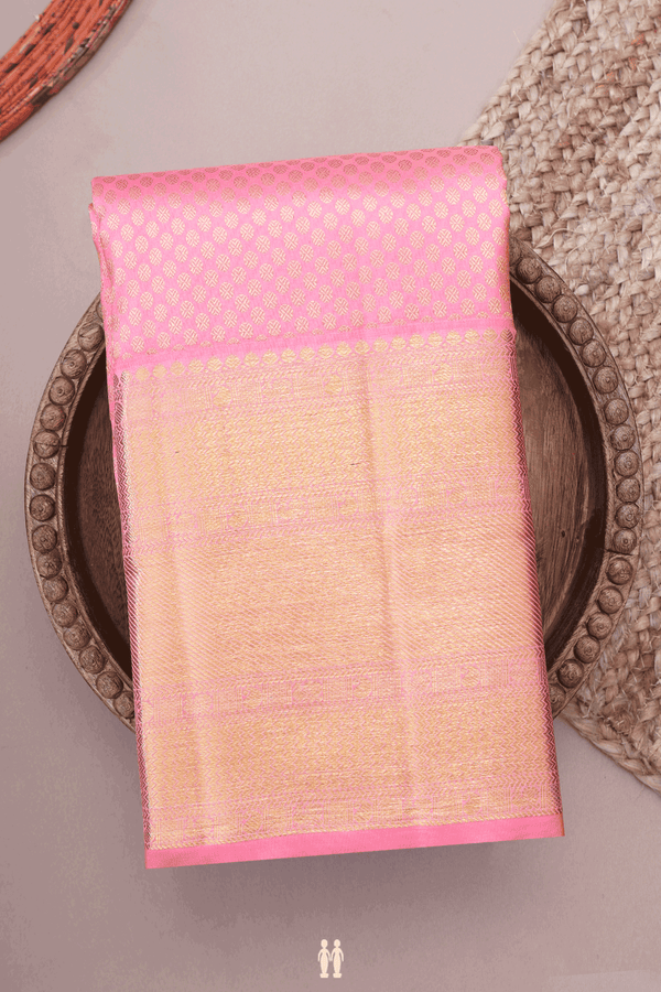 Kanchipuram Silk Saree In Pink With Rudraksh Zari Buttis