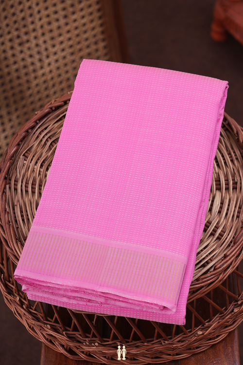 Kanchipuram Silk Saree In Pink With Stripes Design
